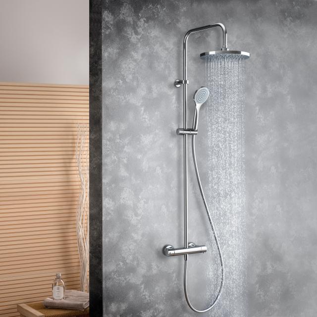 Fortis Relax flat 250 XL shower system with 1 jet hand shower and metal overhead shower extra flat