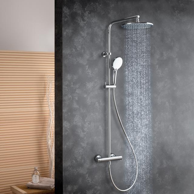 Fortis Relax flat 250 XL shower system with 3 jet hand shower and metal overhead shower