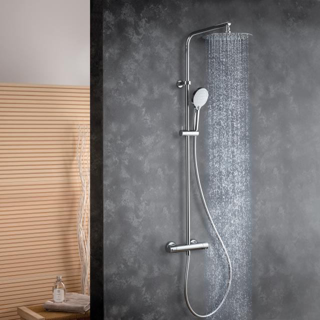 Fortis Relax flat 250 XL shower system with 3 jet hand shower and metal overhead shower extra flat