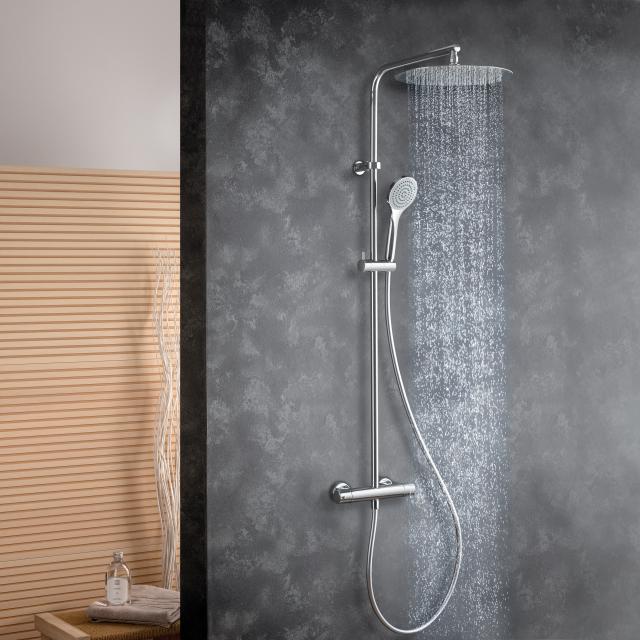Fortis Relax flat 300 XXL shower system with 1 jet hand shower and metal overhead shower extra flat
