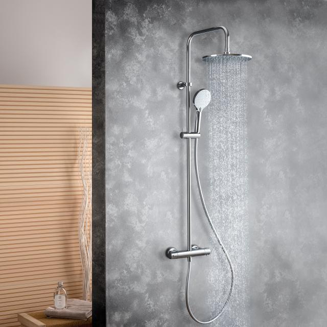 Fortis Relax high 250 XL shower system with 3 jet hand shower and metal overhead shower