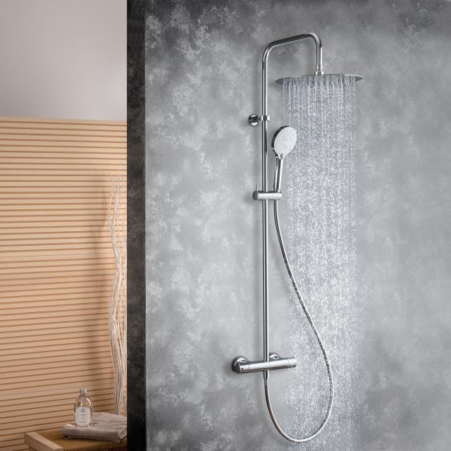 Fortis Relax high 300 XXL shower system with 3 jet hand shower and metal overhead shower extra flat