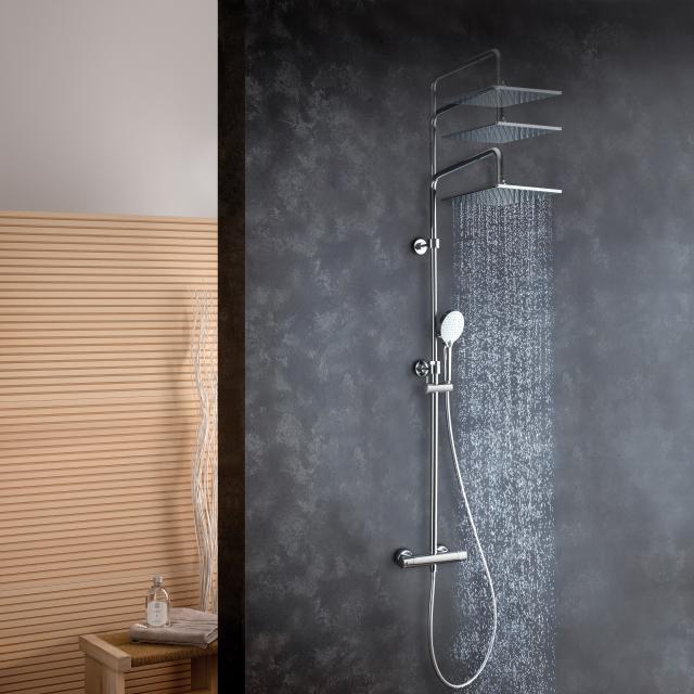 Fortis Relax highcomfort 250 XL shower system height adjustable with 3 jet hand shower and metal overhead shower