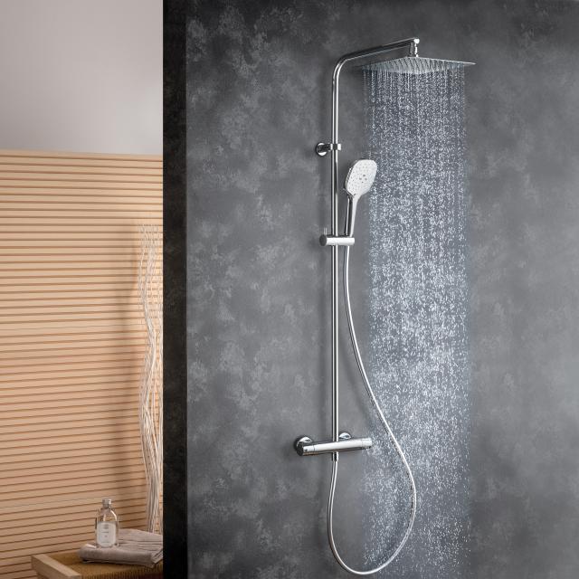 Fortis Spa flat 250 XL shower system with Push 3 jet hand shower and metal overhead shower extra flat