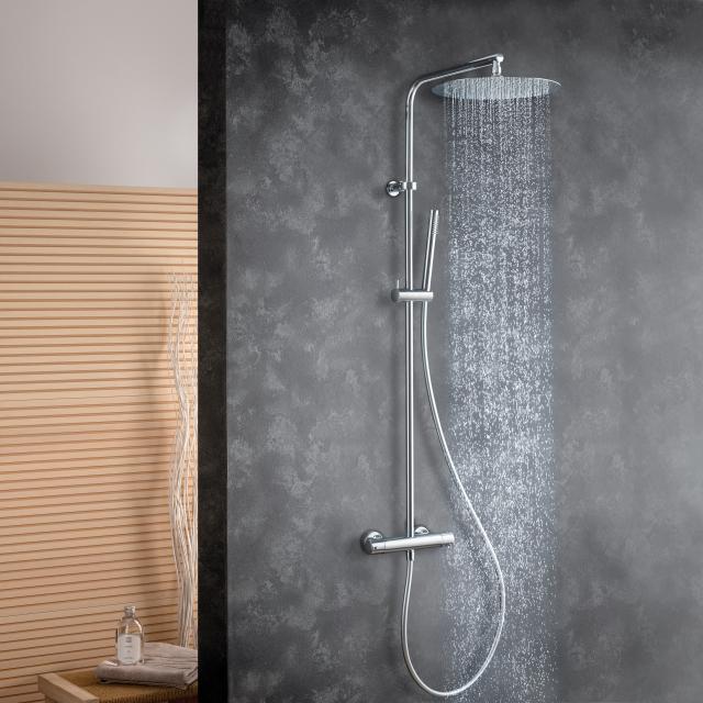 Fortis Spa flat 300 XXL Colonne de douche avec douchette en métal ronde et douche de tête en métal extra plate