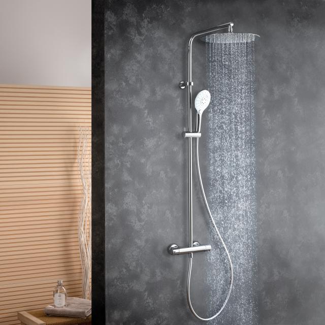 Fortis Spa flat 300 XXL shower system with Push 3 jet hand shower and metal overhead shower extra flat