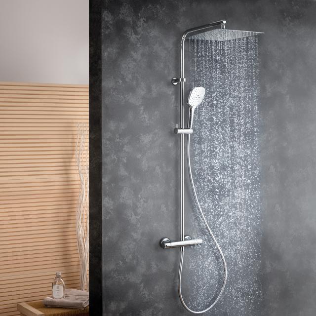 Fortis Spa flat 250 XXL shower system with Push 3 jet hand shower and metal overhead shower extra flat