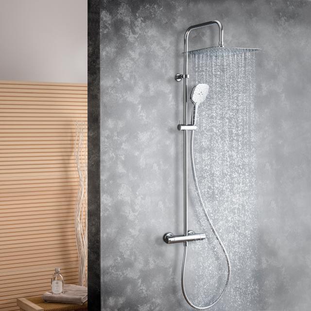 Fortis Spa high 300 XXL shower system with Push 3 jet hand shower and metal overhead shower extra flat