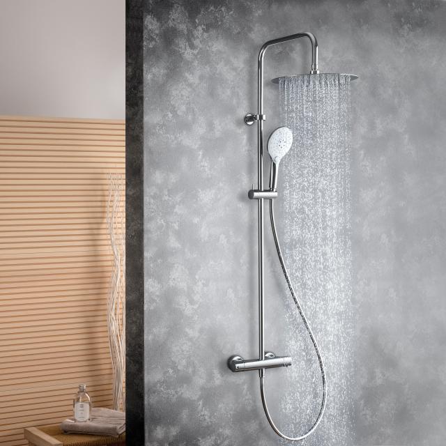 Fortis Spa high 300 XXL shower system with Push 3 jet hand shower and metal overhead shower extra flat