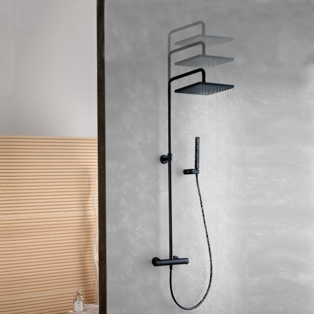 Fortis Spa highcomfort 250 XL shower system height adjustable with metal stick hand shower and metal overhead shower