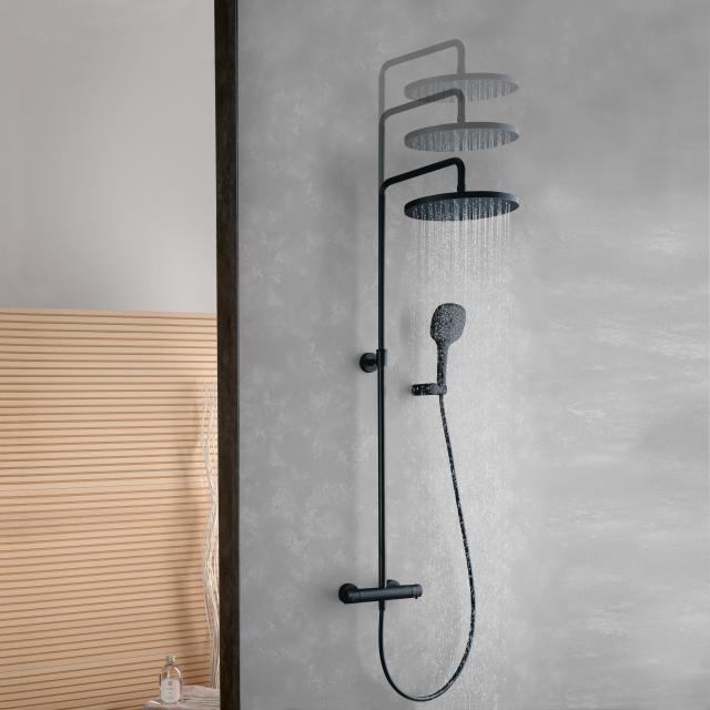 Fortis Spa highcomfort 300 XXL shower system height adjustable with Push 3 jet hand shower and metal overhead shower