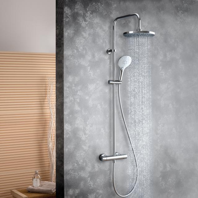 Fortis Wellness high 250 XL shower system with Push 3 jet hand shower and overhead shower