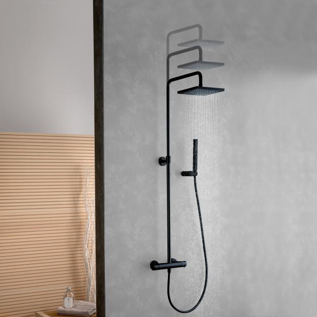 Fortis Wellness highcomfort 200 M shower system height adjustable with metal stick hand shower and overhead shower