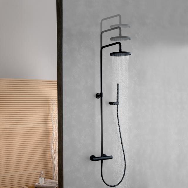 Fortis Wellness highcomfort 200 M shower system height adjustable with metal stick hand shower round and overhead shower