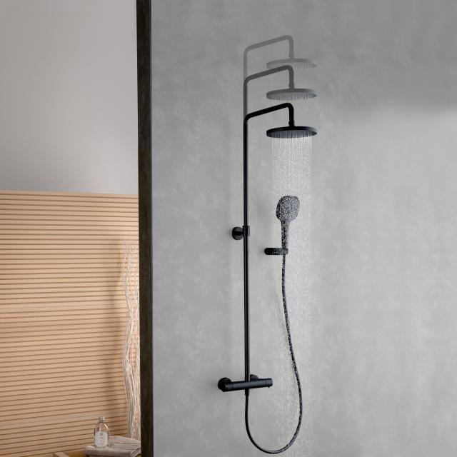 Fortis Wellness highcomfort 200 M shower system height adjustable with Push 3 jet hand shower and overhead shower