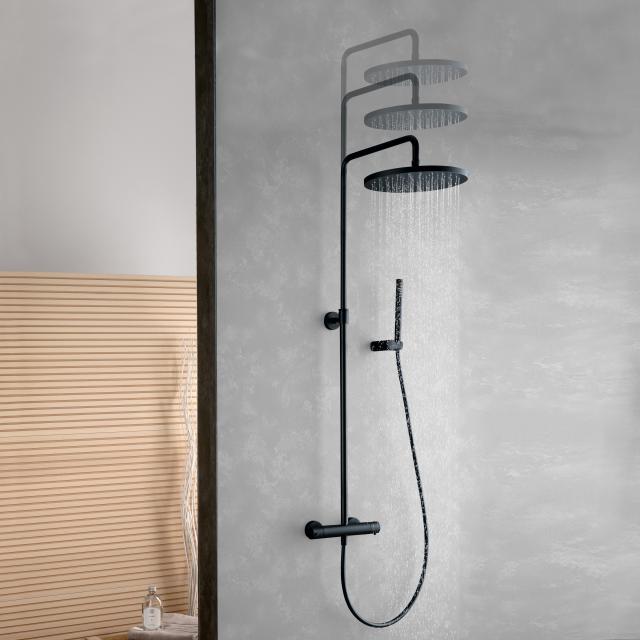 Fortis Wellness highcomfort 300 XXL shower system height adjustable with metal stick hand shower round and metal overhead shower