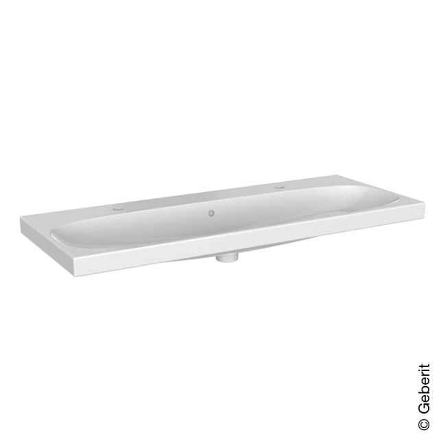 Geberit Acanto double washbasin white, with KeraTect, with 2 tap holes, with overflow