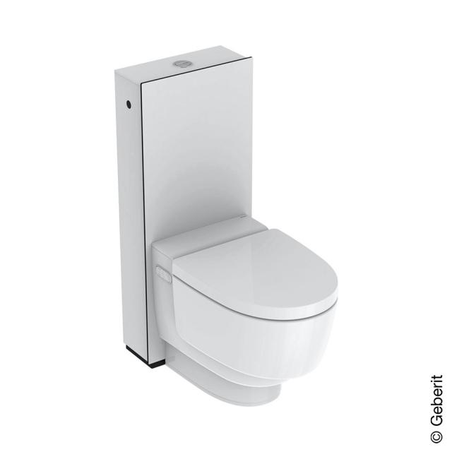Geberit AquaClean Mera Classic floorstanding complete shower toilet system, with toilet seat glass white