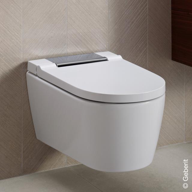 Geberit AquaClean Sela wall-mounted complete shower toilet system, with toilet seat white/chrome high gloss