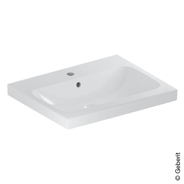 Geberit iCon Light countertop washbasin white, with KeraTect, with 1 tap hole, with overflow