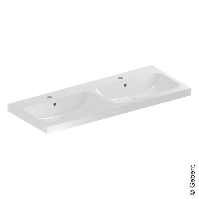 Geberit iCon Light double washbasin white, with KeraTect, with 2 tap holes, with overflow