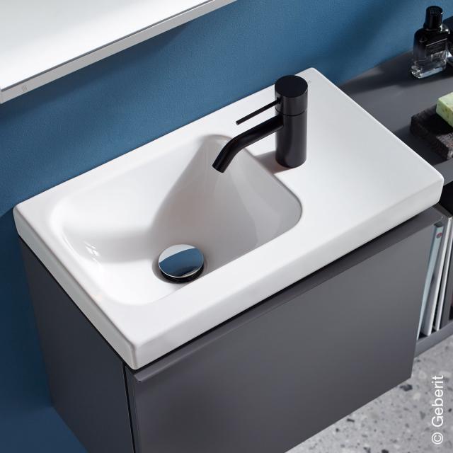 Geberit iCon Light hand washbasin with shelf surface white, with KeraTect, with 1 tap hole