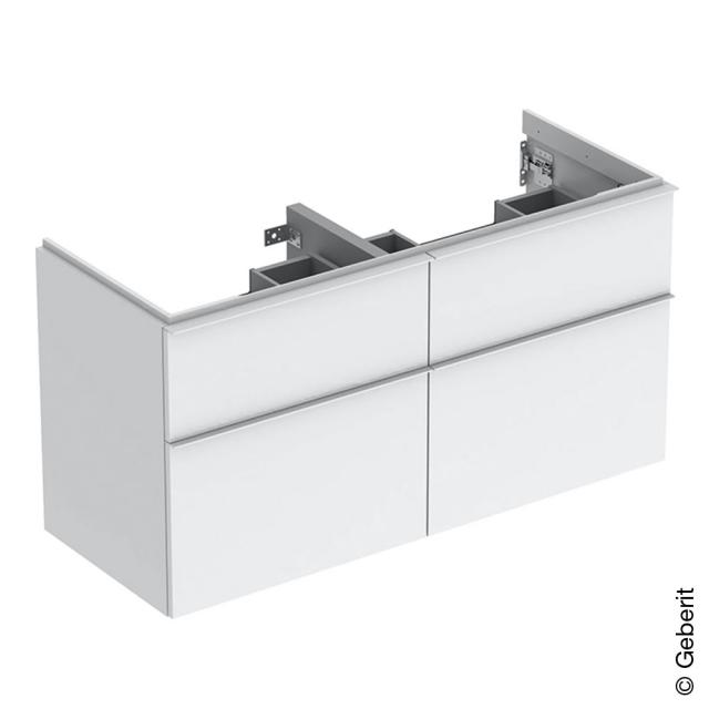 Geberit iCon vanity unit for double washbasin with 4 pull-out compartments white high gloss, handle matt white