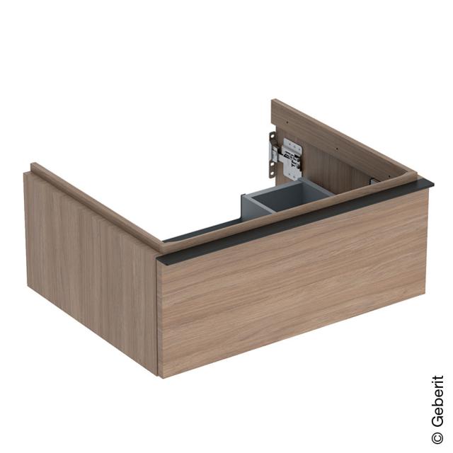Geberit iCon vanity unit with 1 pull-out compartment natural oak, handle matt lava