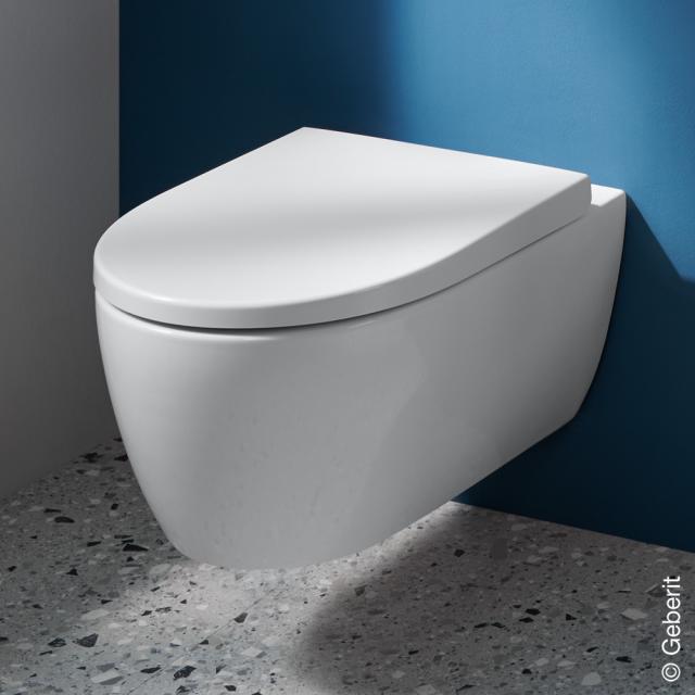 Geberit iCon wall-mounted, washdown toilet with toilet seat white, with KeraTect
