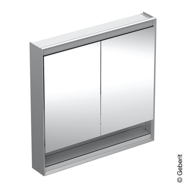 Geberit ONE mirror cabinet with storage compartment, lighting and 2 doors surface-mounted, brushed aluminium