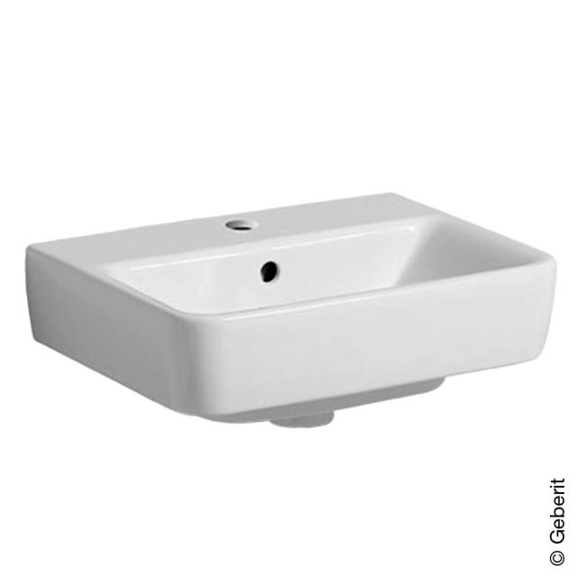Geberit Renova Plan hand washbasin white, with KeraTect, with 1 tap hole, with overflow, grounded