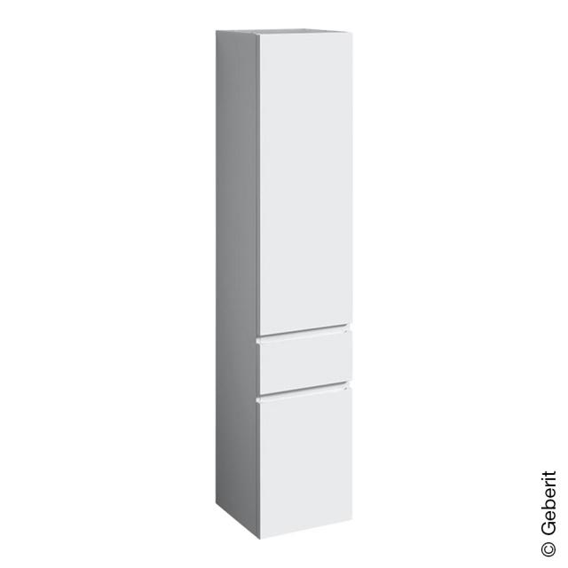 Geberit Renova Plan tall unit with 2 doors and 1 pull-out compartment white high gloss