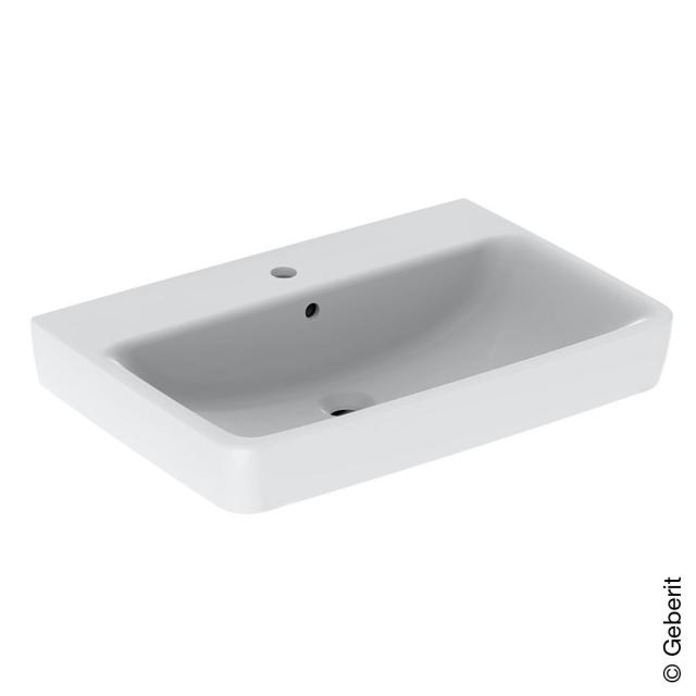 Geberit Renova Plan washbasin white, with KeraTect, with 1 tap hole, with overflow, ungrounded