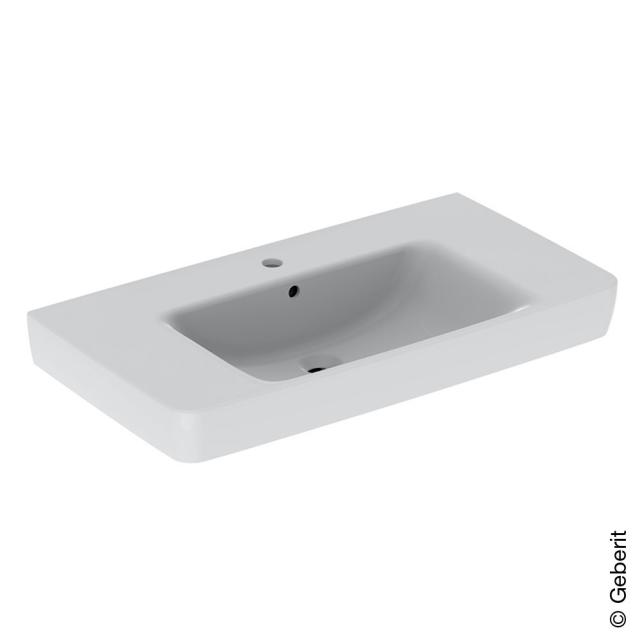Geberit Renova Plan washbasin with surface area white, with KeraTect, with 1 tap hole, with overflow, ungrounded
