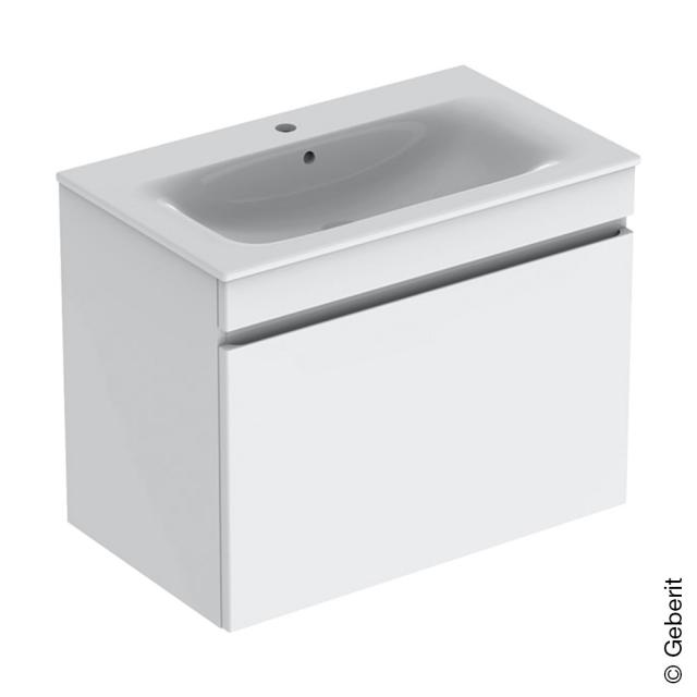 Geberit Renova Plan washbasin incl. vanity unit with 1 pull-out compartment and inner drawer white high gloss, basin white