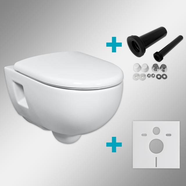 Geberit Renova & Tellkamp Premium 3000 rimless toilet set with installation set: toilet with KeraTect, toilet seat with soft-close