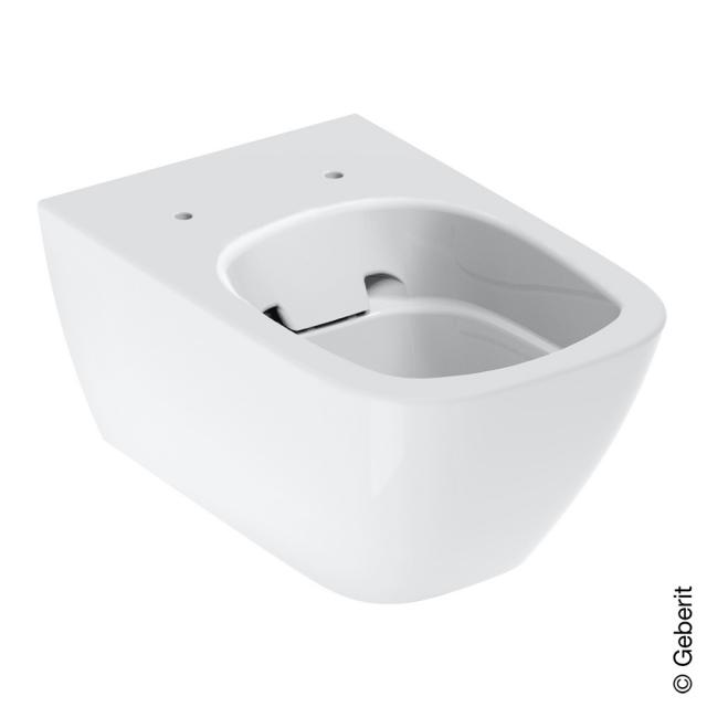 Geberit Smyle Square wall-mounted, washdown toilet with toilet seat white, with KeraTect