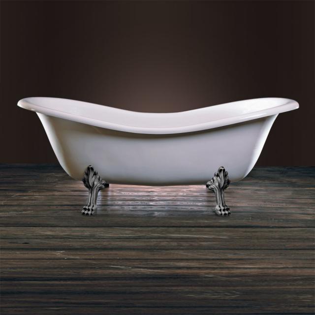 Schröder Cleopatra Retro Style freestanding oval bath white, with lion paws and chrome waste set