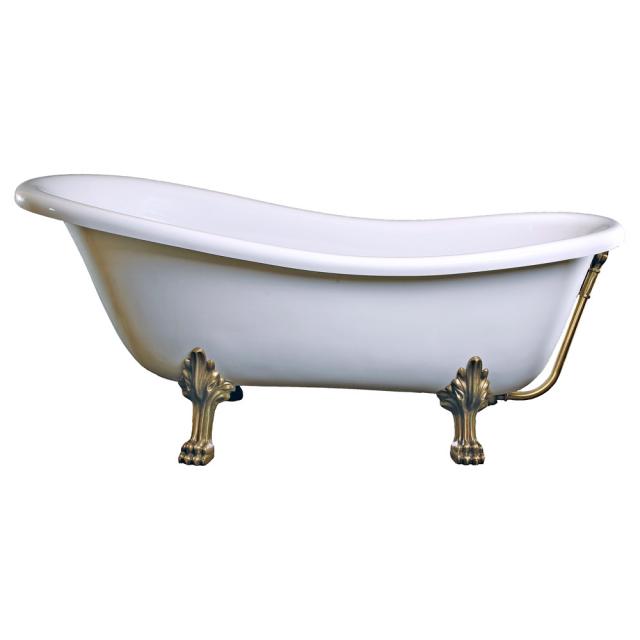 Schröder Rectime Retro Style freestanding oval bath white, with lion paws and antique gold waste set