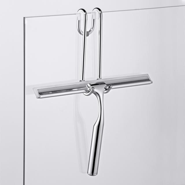 Giese hook with squeegee for glass shower panels
