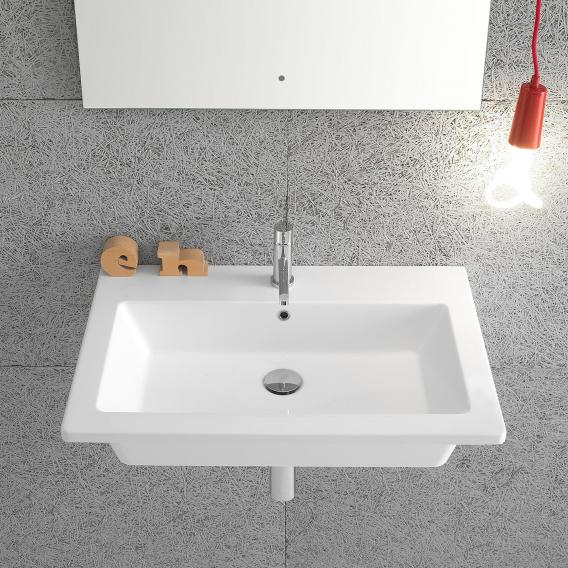 Globo FORTY3 washbasin white, with 1 tap hole