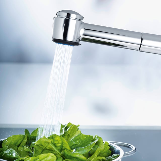 PUTEUS Niederdruck Küchenarmatur MIX – Chrom, Mit Verstellbarer Handbrause, Für Flexibles Spülen