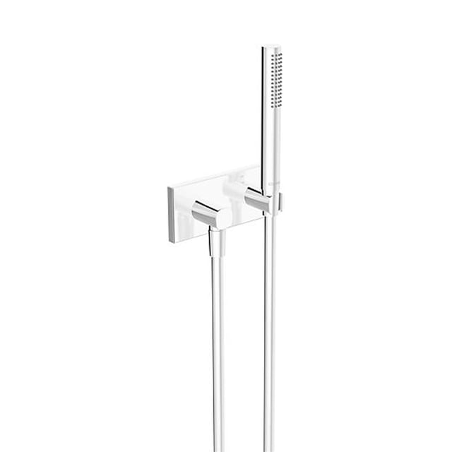 PaulGurkes Handbrausen-Set Eckig – Aus Massivem Messing Verchromt, Mit Verstellbarer Halterung & Schlauch
