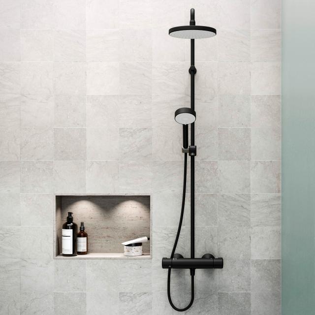 Hansa Micra shower system with thermostat matt black