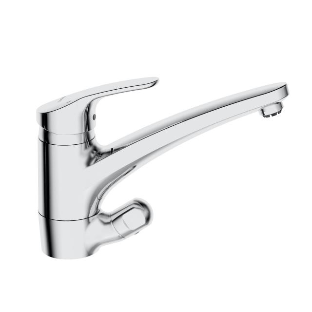 Hansa Mix monobloc, single lever kitchen mixer for open hot water heaters, with utility shut-off valve