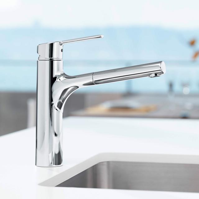 Hansa Ronda single-lever kitchen mixer tap, with pull-out spout