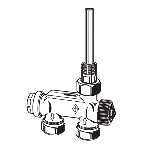 HEIMEIER E-Z valve with single point connection two-pipe system