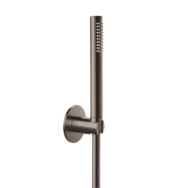 Herzbach Design iX PVD bath/shower set seven round with shower bracket length: 1250 mm, black steel