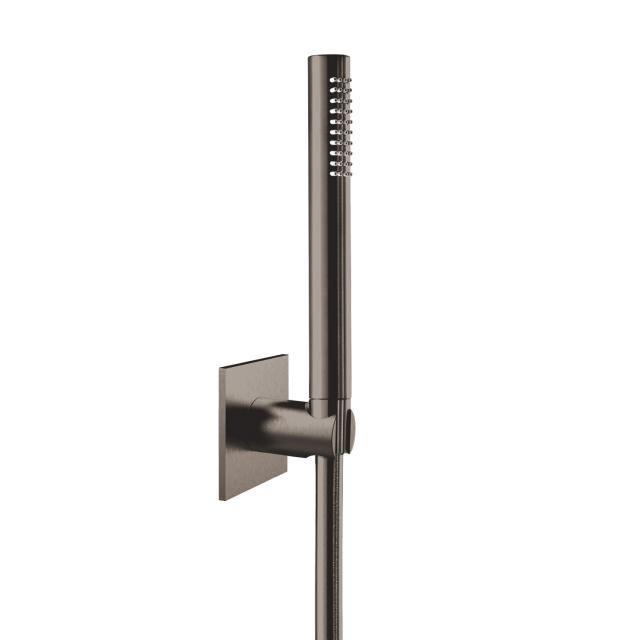 Herzbach Design iX PVD Kit bain/douche seven, carré, avec support de douchette Longueur : 1250 mm, black steel