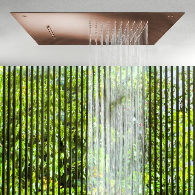 Herzbach Design iX PVD overhead rain shower multi-functional 2, for recessed ceiling installation copper steel